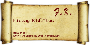 Ficzay Klétus névjegykártya